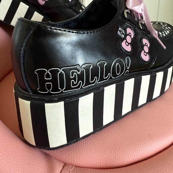 TUK Hello Kitty Black and White Stripe Platform Creepers - Picture 4 of 13